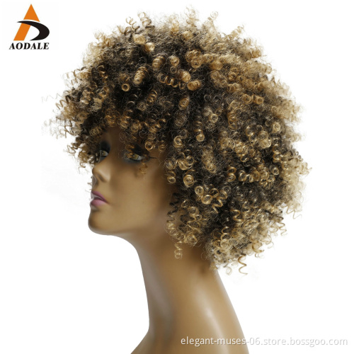 Popular African Natural Synthetic curly Hair Lace Front Wigs Brown Wig afro curl spring twist synthetic hair wig for black women